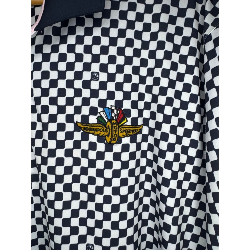 Puma Arnold Palmer Indianapolis Motor Speedway Golf Polo Navy White Check XXL - Picture 4 of 5